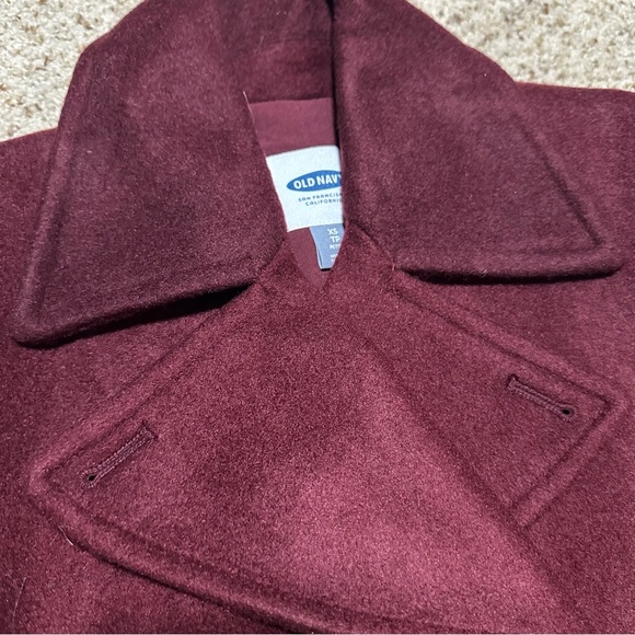 Burgundy Old Navy Double Breasted Short Pea Coat - Picture 3 of 5
